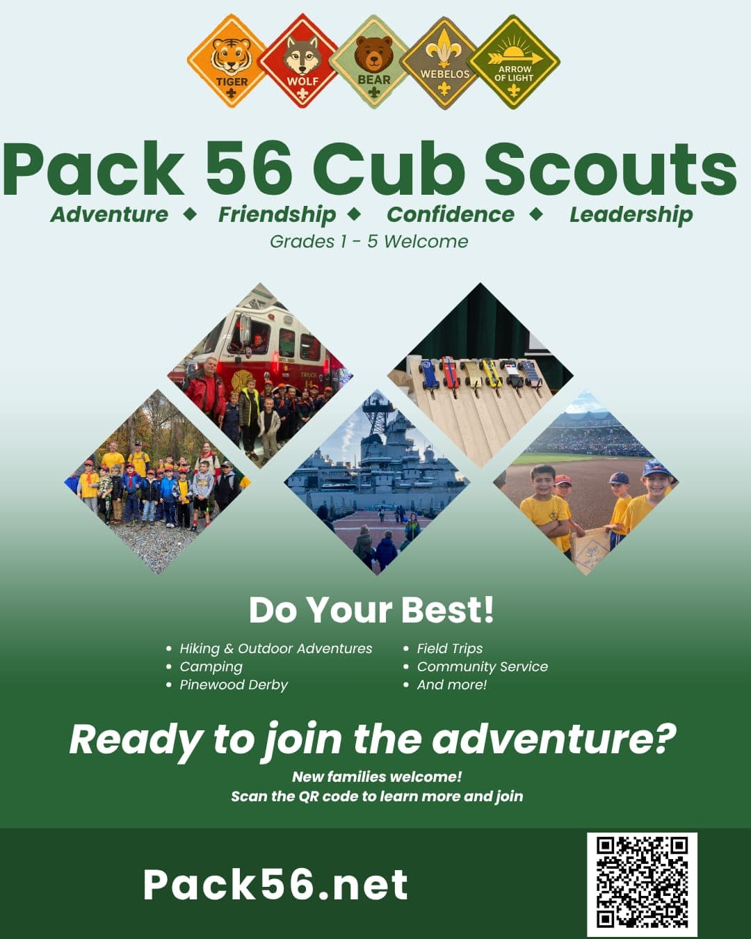 Pack 56's recruitment flyer for local families.