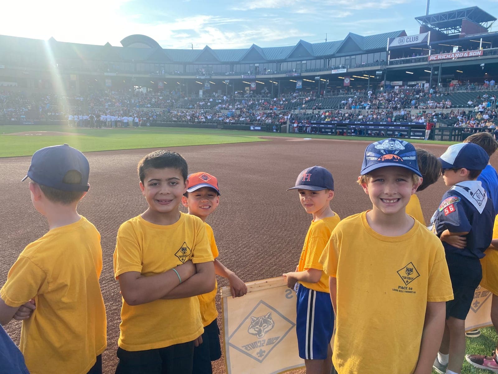 Pack 56 Scouts take part in an outing at a Patriots game.