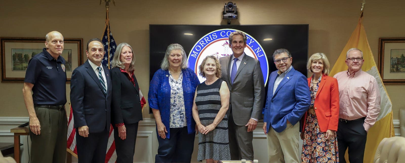 From left: Commissioners John Krickus, Tayfun Selen and Deb Smith; Michelle Borden; Debbie Leon; Commissioner Director Stephen H. Shaw; State Sen. Anthony M. Bucco; and Commissioners Christine Myers and Doug Cabana.